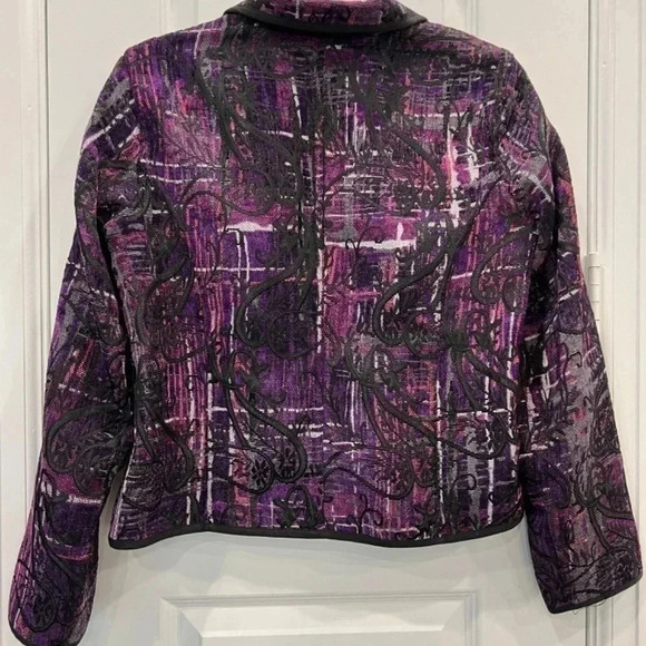 Christopher & Banks Reversible Blazer Size 10 Black Purple Print - Picture 8 of 10